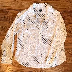 J Crew Polkadot Long-sleeve Cotton Blouse